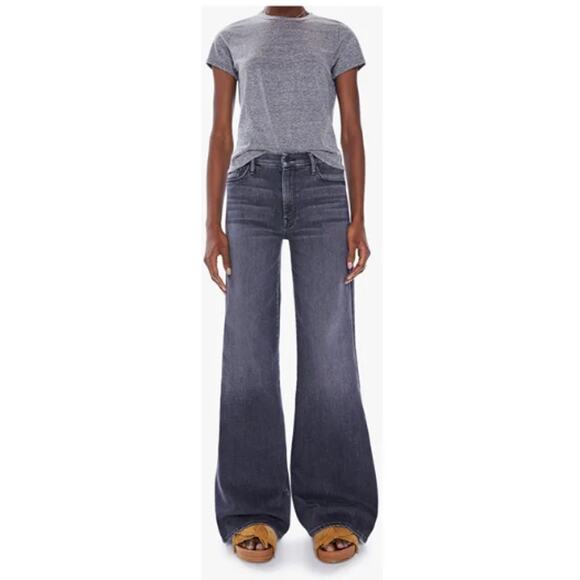 Mother The Roller Heel Flared Wide Leg Jeans X Marks The Spot Gray USA Size 30 - Picture 2 of 12